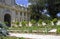 Landscaped Villa Borghese Park, the Pincio hill in Rome Italy pine cypress English landscape arch
