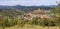 Landscapes of France. Auvergne. Panorama of medieval fortress and village