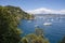 Landscapes, houses and villas on the sea along the coast of Portofino