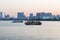 Landscapes sunset and three boats at sumida river sunset view