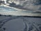 Landscapes in winter with mount and snow-laden trees in village of Parva, Romania, Transylvania