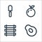 Landscaping equipment line icons. linear set. quality vector line set such as pear, fence, orange