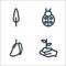 Landscaping equipment line icons. linear set. quality vector line set such as sprout, mango, bug