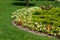 Landscaping flower beds with flowers.