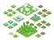 Landscaping isometric 3d garden design elements