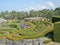 Landscaping with trimmed shrubs.