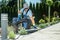 Landscaping Worker Preparing Trickle Irrigation Plastic Pipe