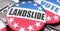 Landslide and elections in the USA, pictured as pin-back buttons with American flag, to symbolize that Landslide can be an