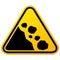 Landslide hazard sign, yellow warning symbol