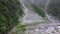 Landslide on Mountain Slope Visible from Above in Taiwan. Aerial View