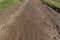 landslides on a country road after heavy rains and rains in summer