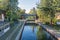 Landwehr Canal  with Lower lock and Stadtbahn bridge in Berlin, Germany