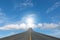 Lane blacktop isolated on blue sky