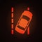 Lane departure warning light sign on car dashboard