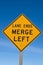 Lane Ends Merge Left Sign