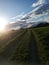 Lane, sunlight, clouds