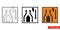 Lanes rejoin at crossover roadworks sign icon of 3 types color, black and white, outline. Isolated vector sign symbol