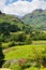 Langdale Valley Lake District Cumbria with mountains and blue sky