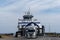 The Langeland Ferry unloading large trucks and lorries at the Spodsbjerg ferry terminal in South Denmark