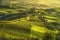 Langhe vineyards sunset panorama, Grinzane Cavour, Unesco Site, Piedmont, Northern Italy
