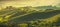 Langhe vineyards sunset panorama, Grinzane Covour, Piedmont, Italy Europe