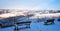 Langhe winter snowed panorama. Color image