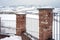 Langhe winter snowed panorama. Color image