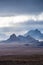 Langjokull Glacier epic mountain formations under dark clouds