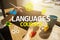 Language courses, Online learning, English shool, E-learning concept on virtual screen.