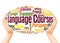 Language Courses word cloud hand sphere concept