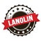 LANOLIN text on red brown ribbon stamp
