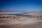 Lanscape of of the lagoon. Taken during with some flamingos at the background at Chaxa lagoon at flamingos national park at Los