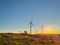 Lansdcape with wind turbines. Renewable energy on the middle of Serra da Freita Arouca Geopark, in center of Portugal