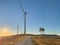 Lansdcape with wind turbines. Renewable energy on the middle of Serra da Freita Arouca Geopark, in center of Portugal