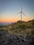 Lansdcape with wind turbines. Renewable energy on the middle of Serra da Freita Arouca Geopark, in center of Portugal