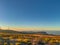 Lansdcape with wind turbines. Renewable energy on the middle of Serra da Freita Arouca Geopark, in center of Portugal