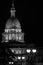 Lansing State Capitol Building in Michigan at night in black and white