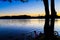 Lansingburgh NY at sunset on river with family activity.