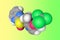 Lansoprazole molecule. Atoms are represented as spheres with color coding: carbon grey, oxygen red, nitrogen blue
