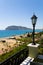 Lantern on the background of the beach of the coast of Alanya