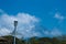 Lantern on the background of mountains and clouds