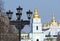 Lantern on a background St. Michael\'s cathedral in Kyiv