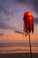 Lantern on the beach with sunset on Koh Rong Island, Thailand.