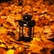 Lantern in bright autumn leafes