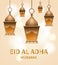 Lantern eid al adha concept background, realistic style