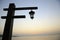 lantern hang on seaside wooden post