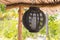 Lantern hanging under shed roof