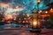 Lantern illuminates wooden table, creating serene ambiance for Ramadan