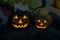 Lantern jack pumpkin couple big small awesome smile traditional decoration halloween