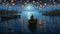 lantern lamp river celebration travel night boat light water festival. Generative AI.